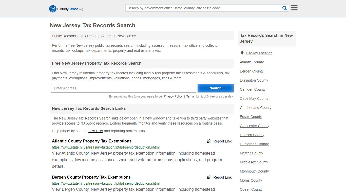New Jersey Tax Records Search - County Office