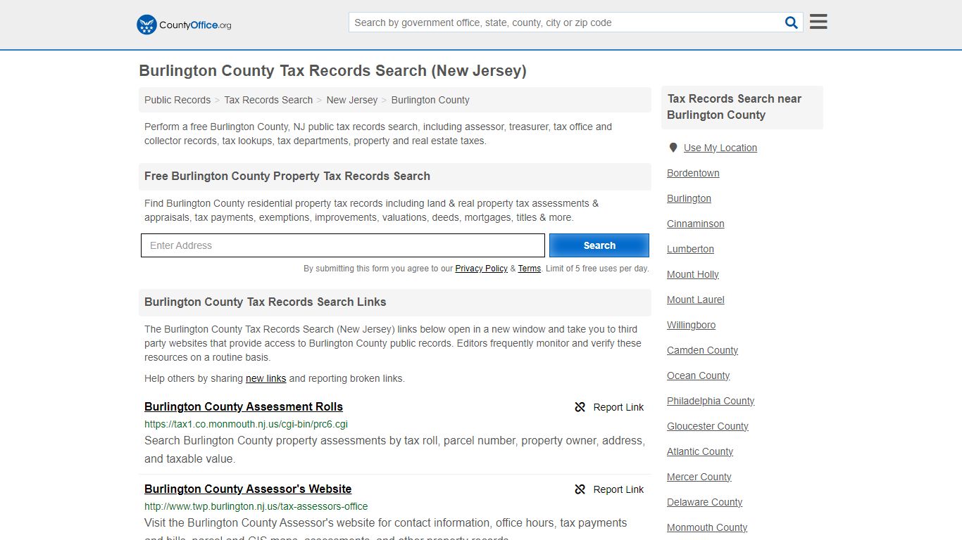 Burlington County Tax Records Search (New Jersey) - County Office